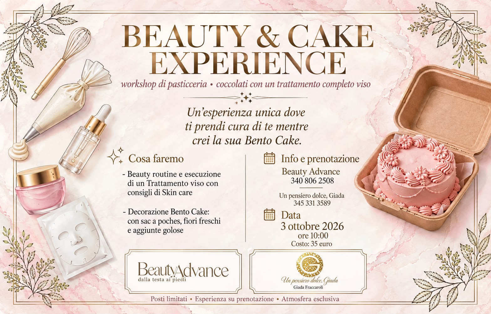 Beauty & Cake Experience: il workshop che unisce skincare e pasticceria a San Giovanni Lupatoto